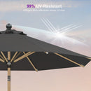 PURPLE LEAF Wood Pattern Tilting Patio Table Umbrella with Base, Outdoor Market Umbrella