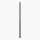 Black reinforcement support rod for gazebo, featuring a wide base and adjustable height with perforations.