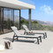 PURPLE LEAF Outdoor Lounge Chair Set of 3 Patio Chaise Pool Lounger Aluminum Frame with Side Table and Wheels for Outside Sunbathing Tanning Recliner Including Pillows