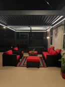 PURPLE LEAF Athena Louvered Pergola Grey Outdoor Aluminum Pergola with Strip Lights Adjustable Gazebo for Patio Deck Garden