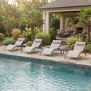 PURPLE LEAF Patio Chaise Lounge Set Outdoor Beach Pool Sunbathing Lawn Lounger Recliner Chair Outside Chairs with Side Table Included