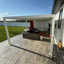 PURPLE LEAF Athena Louvered Pergola white Outdoor Aluminum Pergola with Shutter Wall Adjustable Gazebo Rainproof for Patio Deck Garden