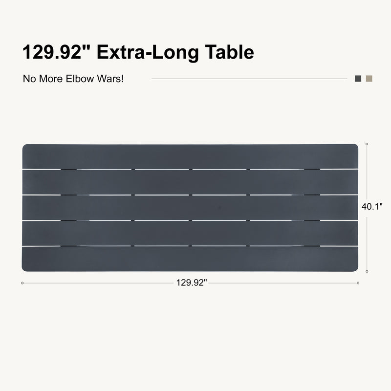 PURPLE LEAF Sanori Outdoor Dining Set Modern Large Weather-Resistant Table and Aluminum Chairs with Cushions for Garden Grey