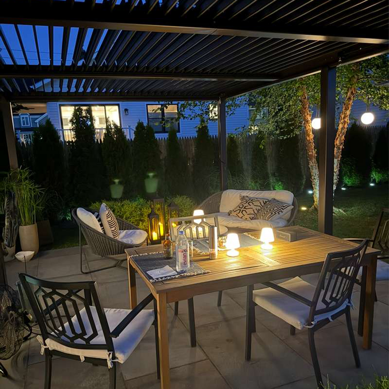 PURPLE LEAF Athena Outdoor Louvered Pergola Adjustable Metal Roof Bronze Hardtop Gazebo Patio Pavilion