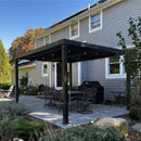 PURPLE LEAF Caesar Louvered Pergola with Milky String Lights Patio Aluminum Pergola with Independent Adjustable Rainproof Roof Hardtop Pergola for Outdoor Deck Garden Yard