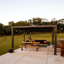 PURPLE LEAF Caesar Louvered Pergola with Yellow String Lights Patio Aluminum Pergola with Independent Adjustable Rainproof Roof Hardtop Pergola for Outdoor Deck Garden Yard