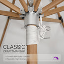 PURPLE LEAF Premium Teak‑Finish Aluminum Frame Outdoor Patio Market Umbrella with Rope Pulley Lift