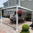 PURPLE LEAF Athena Louvered Pergola Modern White Pergola with Adjustable Roof for Deck Backyard Garden