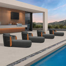 PURPLE LEAF Hailar Olefin Patio Chaise Lounge Chair , Upholstered Pool Lounge Chairs for Outdoor with Teak Armresfor Deck, Pool, Lawn, Garden, Courtyard, Porch, Khaki