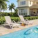 PURPLE LEAF Patio Chaise Lounge Chair Outdoor Plastic Textilene Sun Bathing Recliner Tanning Pool Lounger with 6 Adjustable Position for Outside Beach in-Pool Lawn Poolside