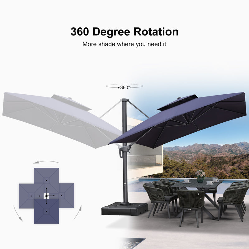 PURPLE LEAF Double Top 10 / 11 / 12 / 9 x 12 ft Square and Rectangle Outdoor Cantilever Umbrella