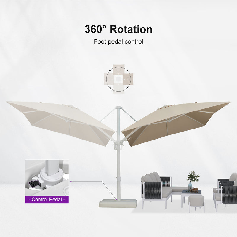 PURPLE LEAF Best White Patio Rotating Umbrella Swivel Outdoor Umbrellas