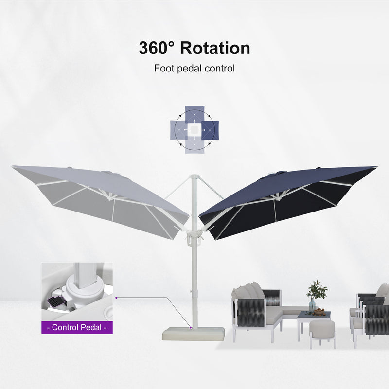 PURPLE LEAF Best White Patio Rotating Umbrella Swivel Outdoor Umbrellas