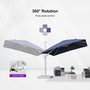 PURPLE LEAF Best White Patio Rotating Umbrella Swivel Outdoor Umbrellas