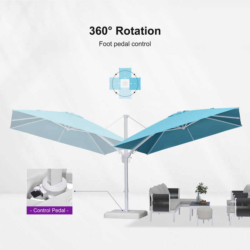 PURPLE LEAF Best White Patio Rotating Umbrella Swivel Outdoor Umbrellas