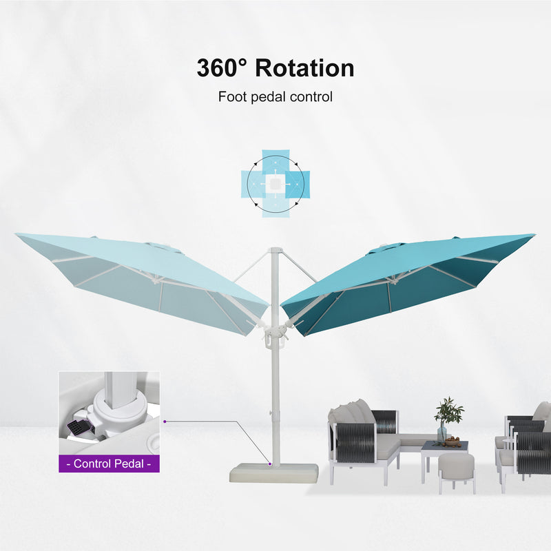 PURPLE LEAF Best White Patio Rotating Umbrella Swivel Outdoor Umbrellas