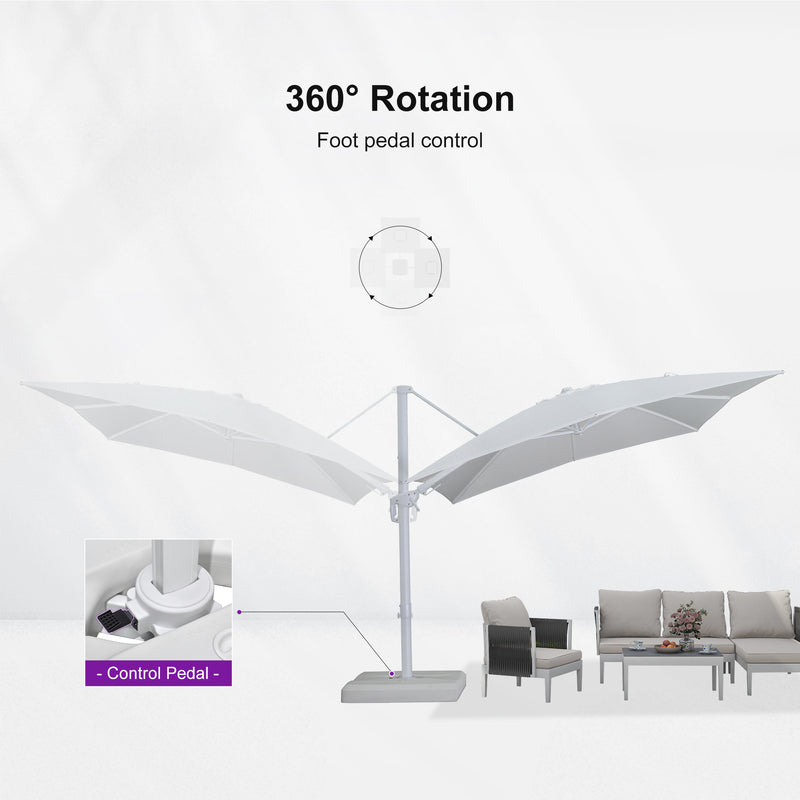 PURPLE LEAF Best White Patio Rotating Umbrella Swivel Outdoor Umbrellas