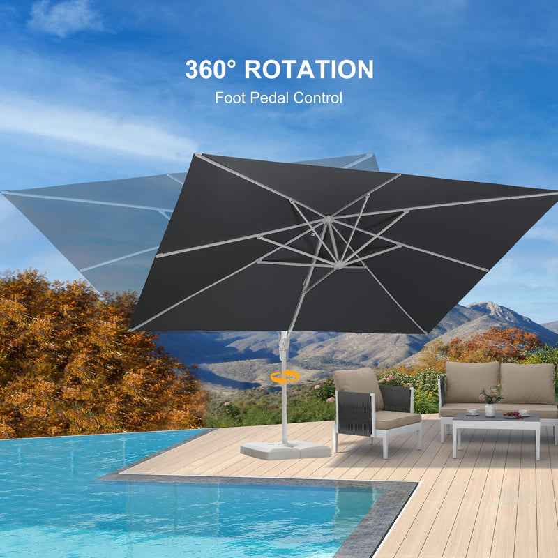 PURPLE LEAF Outdoor Patio Umbrella with Base, Best White Cantilever Umbrellas