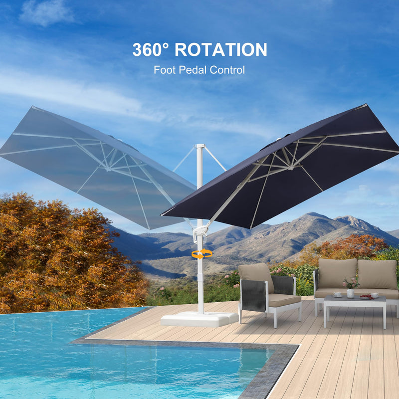 PURPLE LEAF Outdoor Patio Umbrella with Base, Best White Cantilever Umbrellas