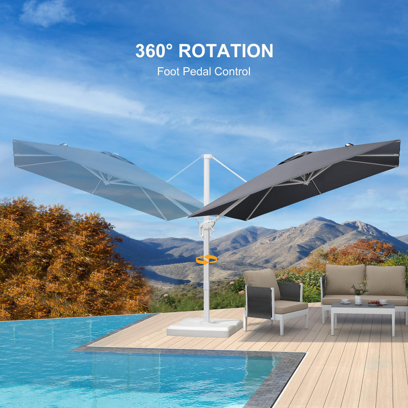 PURPLE LEAF Outdoor Patio Umbrella with Base, Best White Cantilever Umbrellas