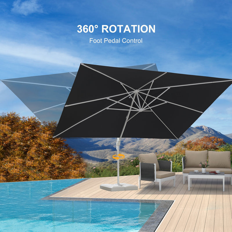 PURPLE LEAF Outdoor Patio Umbrella with Base, Best White Cantilever Umbrellas