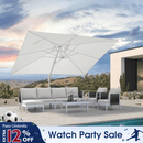 PURPLE LEAF Morden White Outdoor Umbrella Premium Aluminum Patio Cantilever Pool Sun Umbrellas