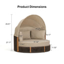 PURPLE LEAF Outdoor Round Daybed Chaise Lounge with Adjustable Canopy for Patio, Olefin fabric cover, thickened seat and back cushion, adjustable canopy, all weather aluminum frame, elegant wicker design
