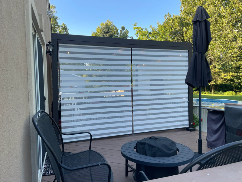 PURPLE LEAF Athena Louvered Pergola Grey Outdoor Aluminum Pergola with Roller Blind Adjustable Gazebo for Patio Deck Garden