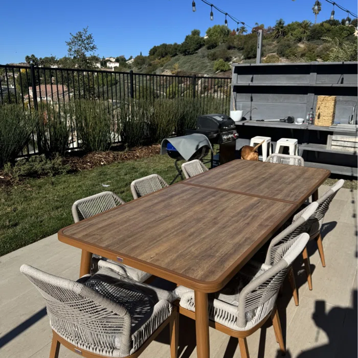 PURPLE LEAF 7/9/11 Pieces Dining Set Patio Metal Rectangular Table and Wicker Rattan Chairs