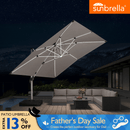 PURPLE LEAF SUNBRELLA Solar Cantilever Umbrella with Lights for Outdoor Patio