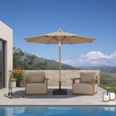 PURPLE LEAF Premium Teak‑Finish Aluminum Frame Outdoor Patio Market Umbrella with Rope Pulley Lift