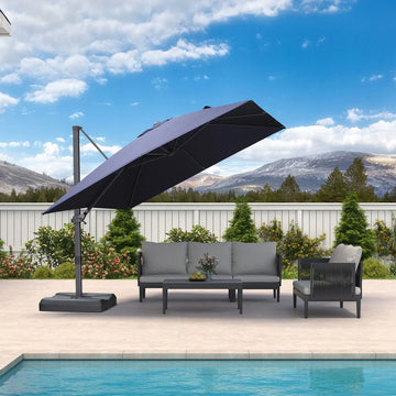 Offset Patio Umbrella | 360° Rotation Tilting Cantilever Umbrella 10'