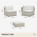 PURPLE LEAF Griffin L-shaped Patio Conversation Set White with Cushion Pillows Ottoman and Premium Leather for Patio Balcony