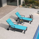 PURPLE LEAF Outdoor Lounge Chair Patio Chaise Pool Lounger Aluminum Frame with Side Table and Wheels for Outside Sunbathing Tanning Recliner Including Pillows