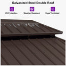 PURPLE LEAF  Outdoor Hardtop Gazebo Bronze Aluminum Frame Galvanized Steel Double Roof for Patio Pool with Reinforcement Support Rod