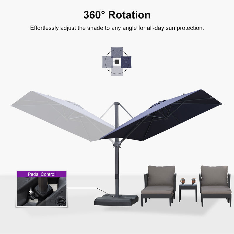 PURPLE LEAF Stepless Tilt Cantilever Umbrella Affordable Outdoor Patio Umbrella