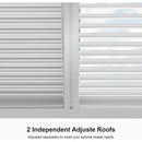 PURPLE LEAF Athena Louvered Pergola White Outdoor Aluminum Pergola with Solid Color Roller Blind Adjustable Gazebo for Patio Deck Garden