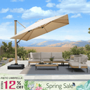 PURPLE LEAF Wood Grain Cantilever Patio Umbrella Aluminum Outdoor Umbrellas