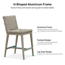 PURPLE LEAF Outdoor Counter Height Stools Set of 2, PU Leather Patio Bar Set with Aluminum Frame, Bar Chairs for Poolside, Garden, Kitchen Island