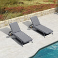 PURPLE LEAF Chaise Lounge Outdoor Chair with Cushion Aluminum Pool Side Sun Lounges Adjustable Reclining Patio Set Pack of 2 Grey