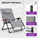 PURPLE LEAF Outdoor Reclining Chair Patio Zero Gravity Chaise Lounge Folding Chair with Removable Cushion Adjustable Headrest for Lawn Camping Beach Pool