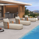 PURPLE LEAF Luxury  Hailar Olefin Patio Chaise Lounge Chair , Upholstered Pool Aluminium Lounge Chairs for Outdoor with Teak Armres for Deck, Pool, Lawn, Garden, Courtyard, Porch