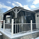 PURPLE LEAF Patio Gazebo for Pool Light Grey Hardtop Galvanized Steel Roof with Upgraded Curtains