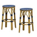 PURPLE LEAF Patio Round Bar Stools Set of 2 Outdoor Backless Barstools Woven Rattan Bar Chair  for Indoor Kitchen Island Bistros Cafe Restaurant