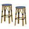 PURPLE LEAF Patio Round Bar Stools Set of 2 Outdoor Backless Barstools Woven Rattan Bar Chair  for Indoor Kitchen Island Bistros Cafe Restaurant