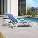 PURPLE LEAF Patio Chaise Lounge Chair Outdoor Plastic Textilene Sun Bathing Recliner Tanning Pool Lounger with 6 Adjustable Position for Outside Beach in-Pool Lawn Poolside