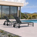 PURPLE LEAF Outdoor Lounge Chair Patio Chaise Pool Lounger Aluminum Frame with Side Table and Wheels for Outside Sunbathing Tanning Recliner Including Pillows