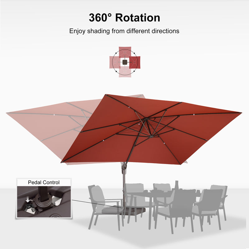 PURPLE LEAF Patio Cantilever Umbrella with Aluminum Offset Hanging for Pool Garden Deck