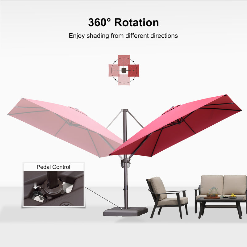 PURPLE LEAF Patio Cantilever Umbrella with Aluminum Offset Hanging for Pool Garden Deck