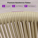 PURPLE LEAF Patio Bar Stools Set of 2 Outdoor Wicker Modern High Bar Chairs Metal Cushioned Barstools with Backs and Ergonomic Armrest for Balcony Garden Indoor Kitchen Island